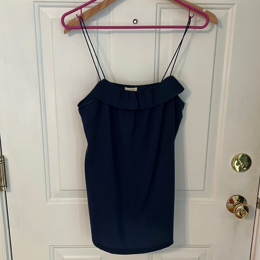 JCrew navy blue ruffle tank top - 8